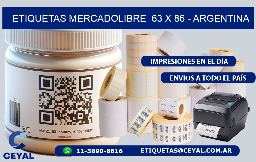 ETIQUETAS MERCADOLIBRE  63 x 86 - ARGENTINA