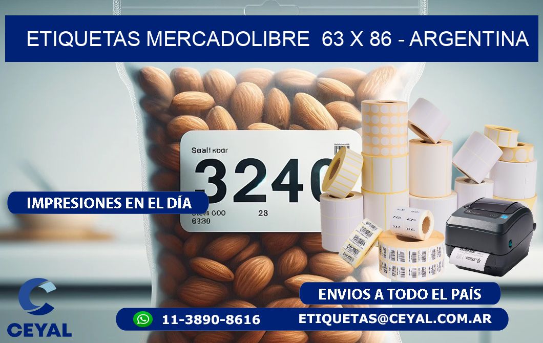 ETIQUETAS MERCADOLIBRE  63 x 86 - ARGENTINA