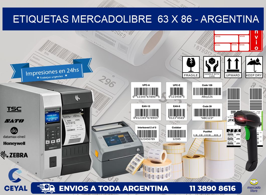 ETIQUETAS MERCADOLIBRE  63 x 86 – ARGENTINA