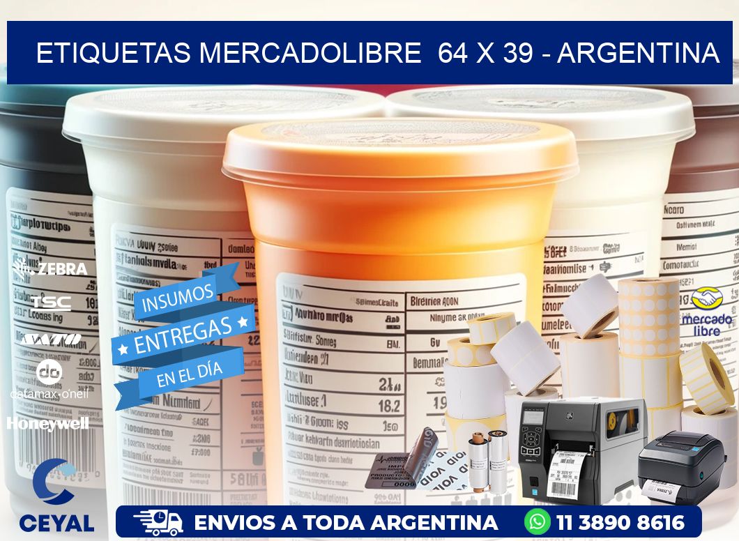 ETIQUETAS MERCADOLIBRE  64 x 39 - ARGENTINA