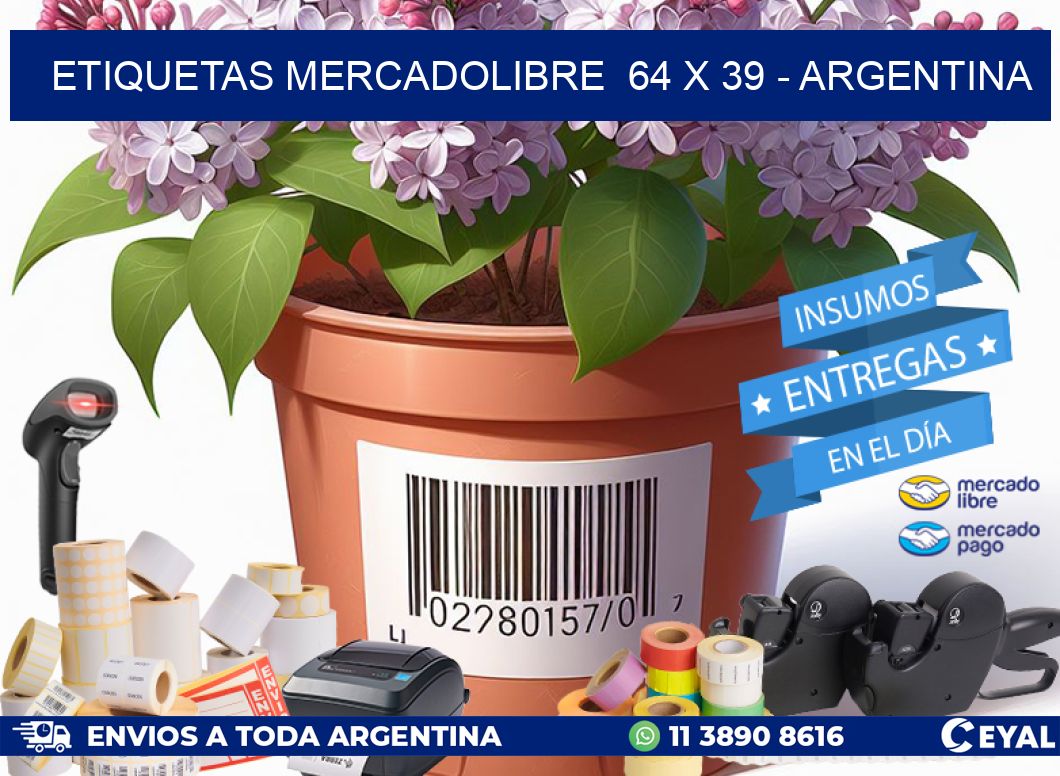 ETIQUETAS MERCADOLIBRE  64 x 39 - ARGENTINA