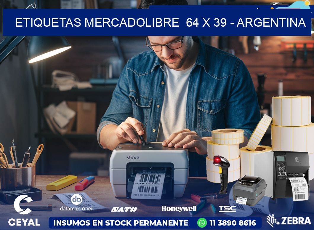 ETIQUETAS MERCADOLIBRE  64 x 39 - ARGENTINA