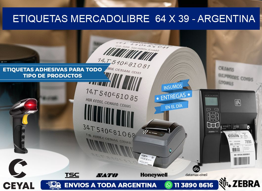 ETIQUETAS MERCADOLIBRE  64 x 39 – ARGENTINA