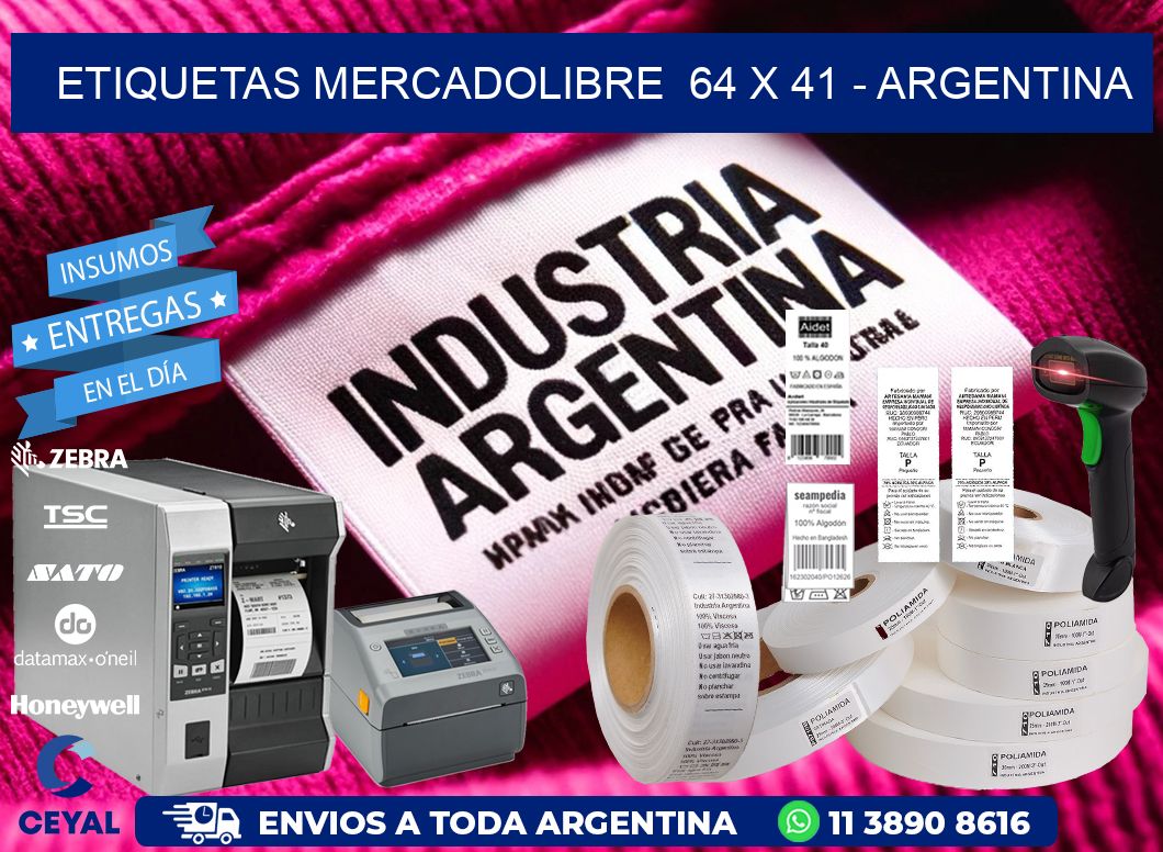 ETIQUETAS MERCADOLIBRE  64 x 41 - ARGENTINA