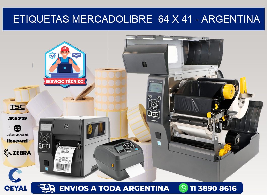 ETIQUETAS MERCADOLIBRE  64 x 41 - ARGENTINA