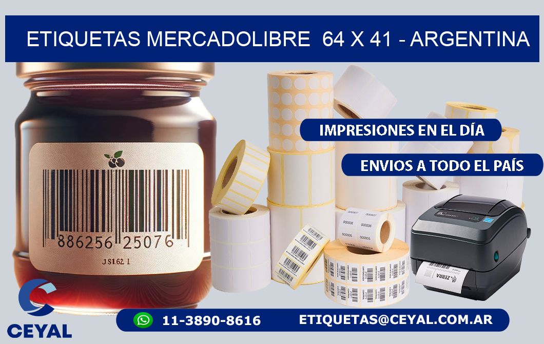 ETIQUETAS MERCADOLIBRE  64 x 41 - ARGENTINA