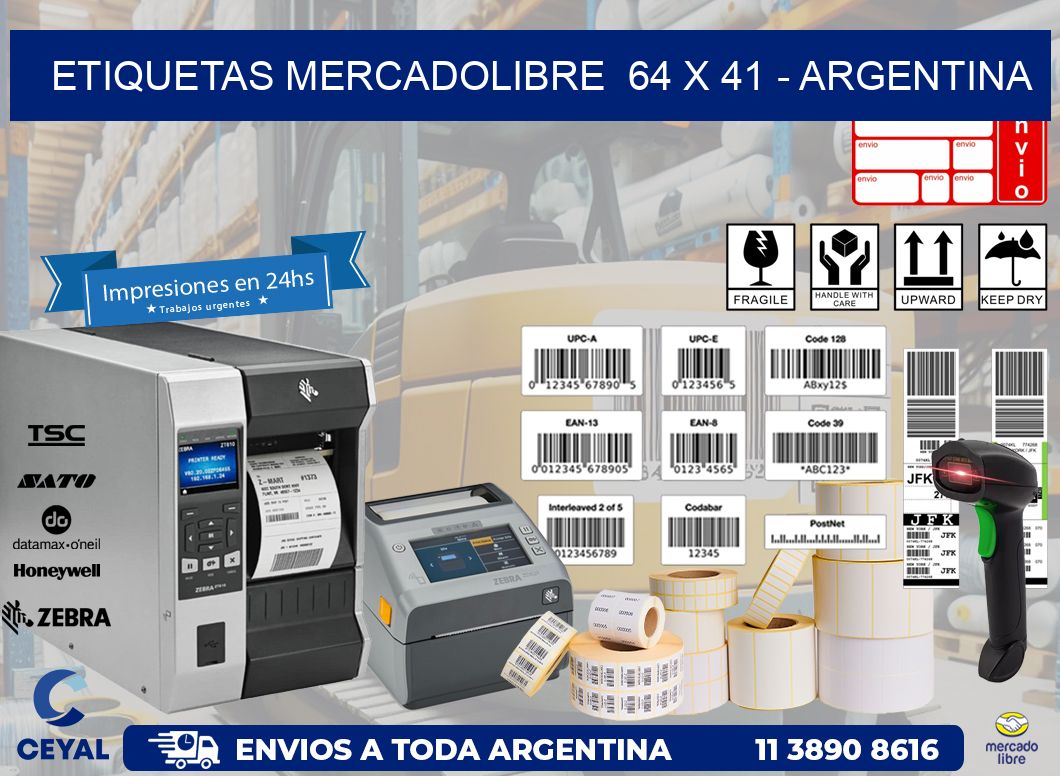 ETIQUETAS MERCADOLIBRE  64 x 41 – ARGENTINA