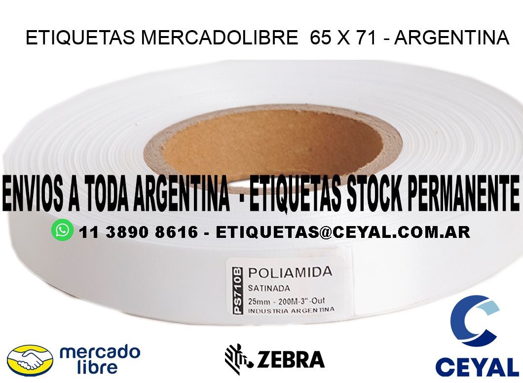 ETIQUETAS MERCADOLIBRE  65 x 71 - ARGENTINA