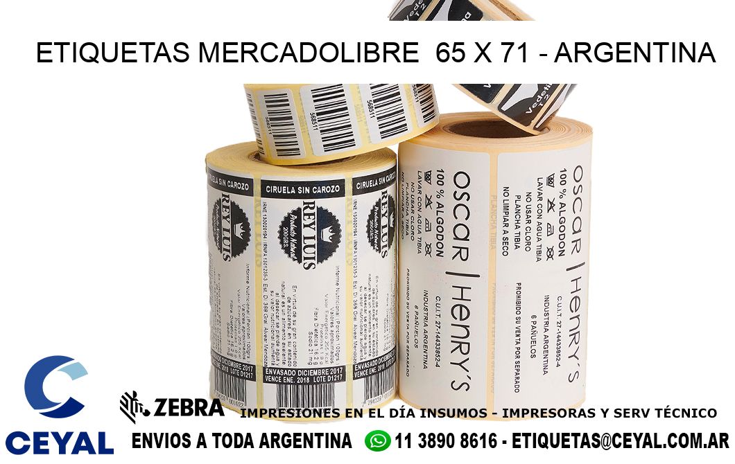 ETIQUETAS MERCADOLIBRE  65 x 71 - ARGENTINA