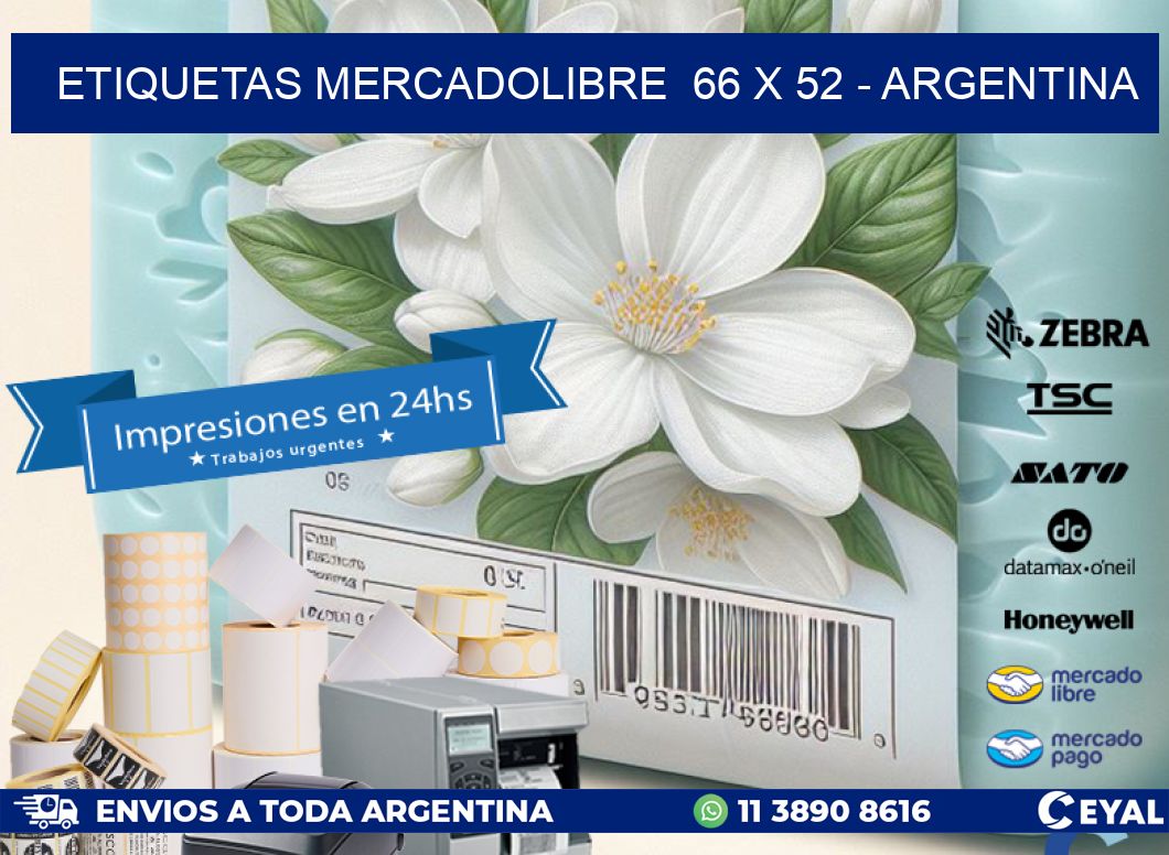 ETIQUETAS MERCADOLIBRE  66 x 52 - ARGENTINA