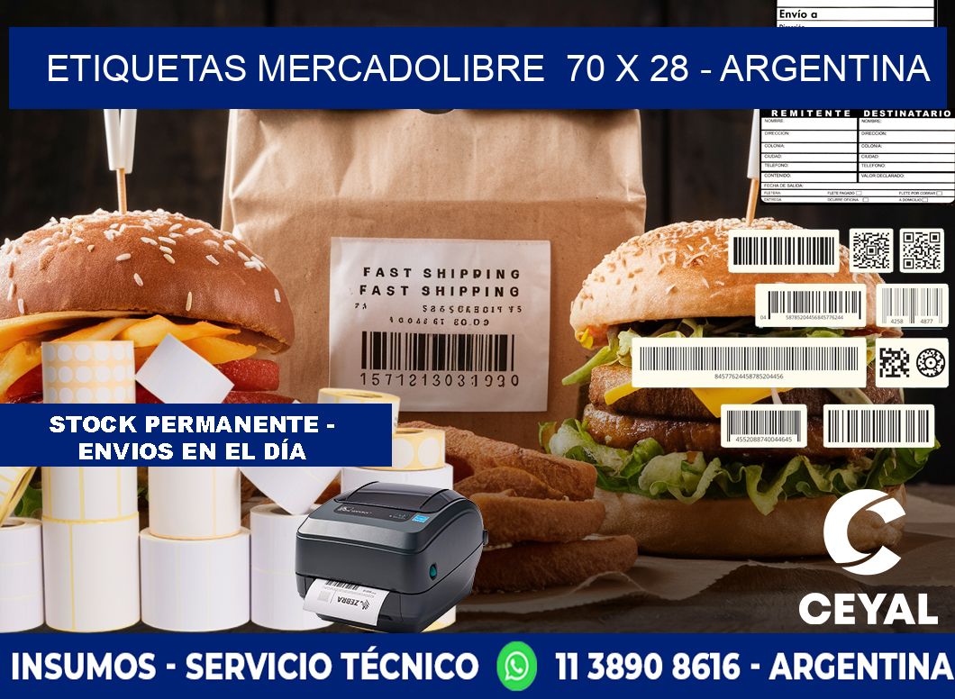 ETIQUETAS MERCADOLIBRE  70 x 28 - ARGENTINA