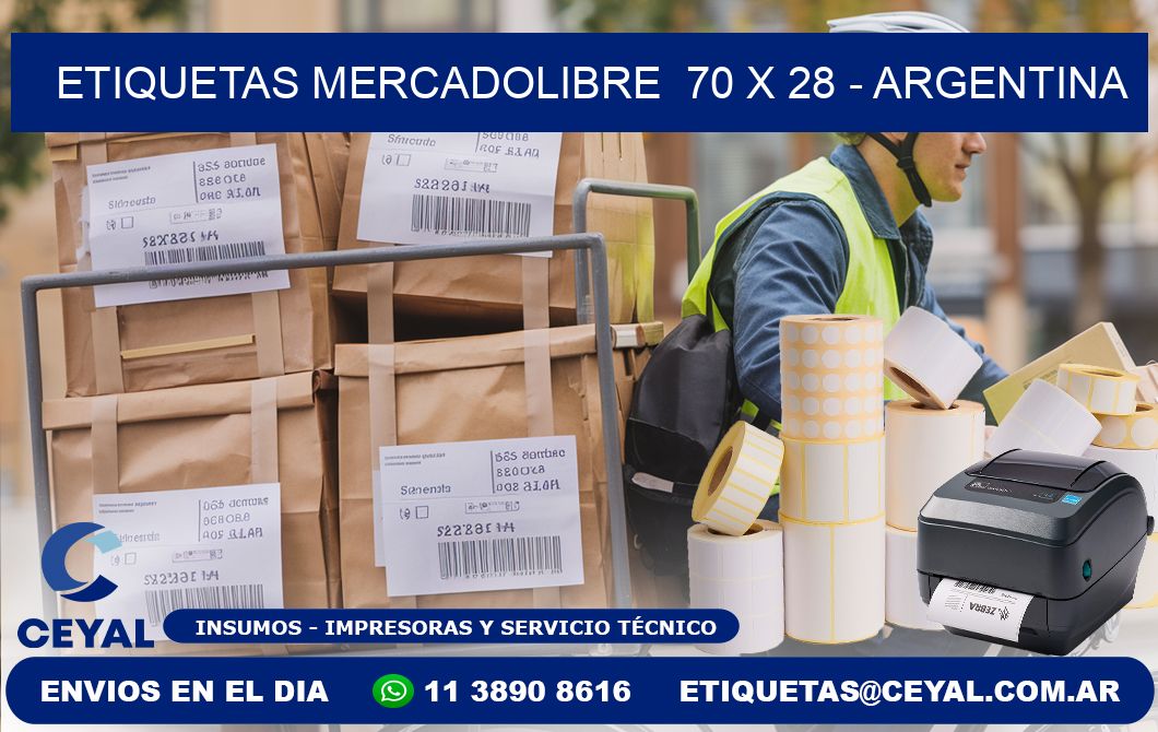 ETIQUETAS MERCADOLIBRE  70 x 28 - ARGENTINA