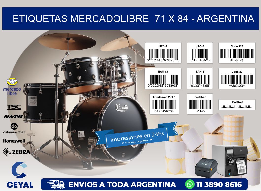 ETIQUETAS MERCADOLIBRE  71 x 84 - ARGENTINA