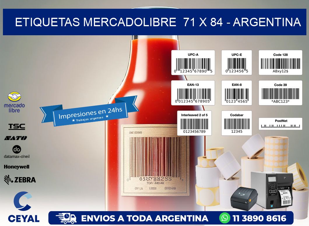 ETIQUETAS MERCADOLIBRE  71 x 84 - ARGENTINA