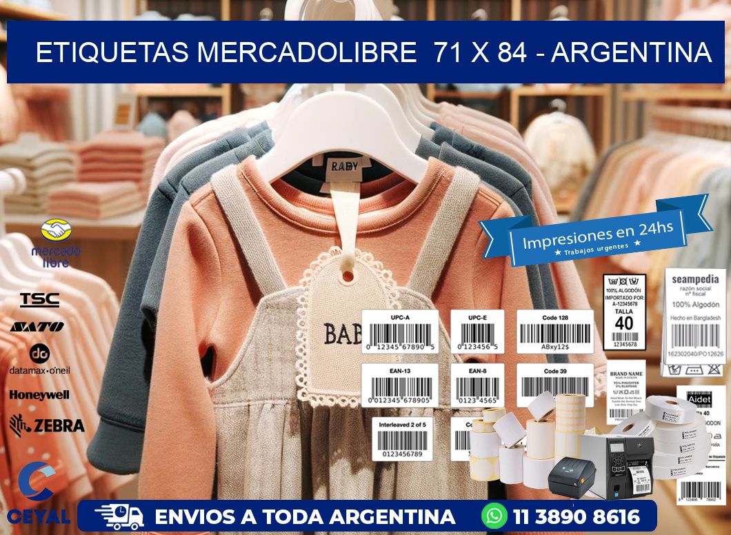 ETIQUETAS MERCADOLIBRE  71 x 84 - ARGENTINA