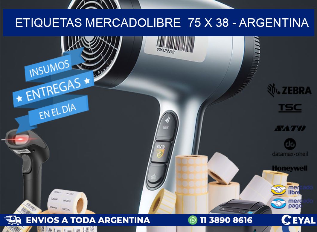 ETIQUETAS MERCADOLIBRE  75 x 38 - ARGENTINA