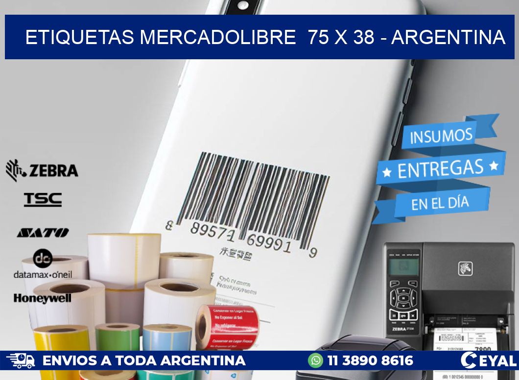 ETIQUETAS MERCADOLIBRE  75 x 38 - ARGENTINA