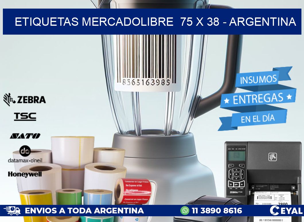 ETIQUETAS MERCADOLIBRE  75 x 38 - ARGENTINA