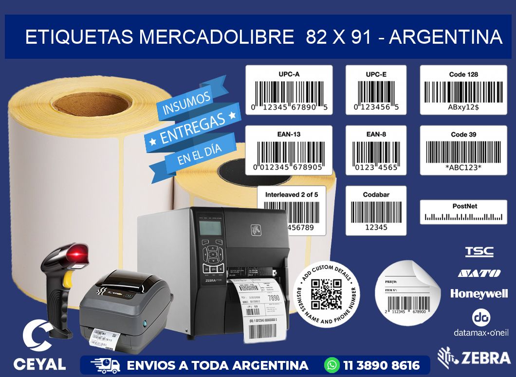 ETIQUETAS MERCADOLIBRE  82 x 91 - ARGENTINA