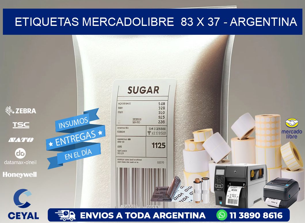 ETIQUETAS MERCADOLIBRE  83 x 37 - ARGENTINA