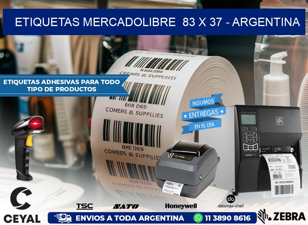 ETIQUETAS MERCADOLIBRE  83 x 37 – ARGENTINA