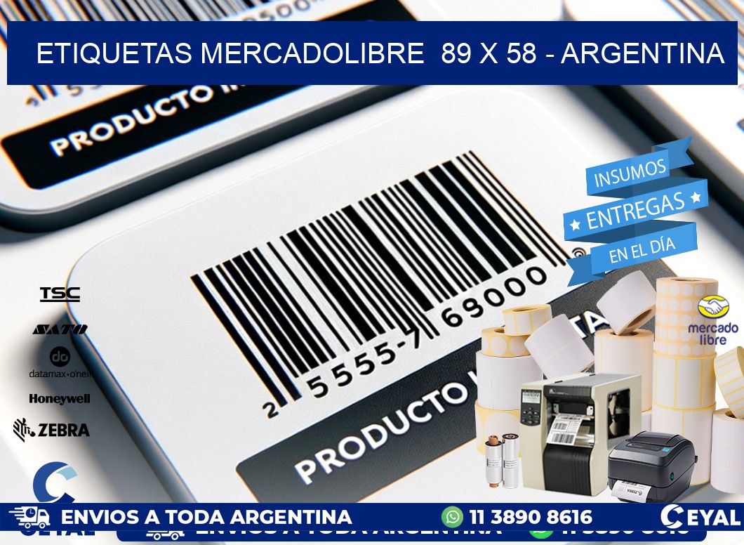 ETIQUETAS MERCADOLIBRE  89 x 58 - ARGENTINA