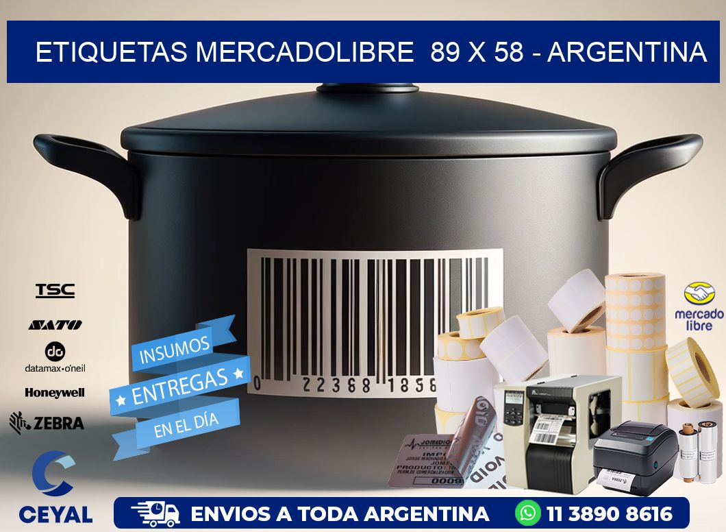 ETIQUETAS MERCADOLIBRE  89 x 58 - ARGENTINA