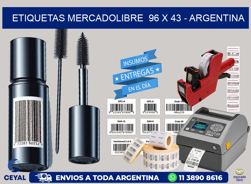 ETIQUETAS MERCADOLIBRE  96 x 43 - ARGENTINA