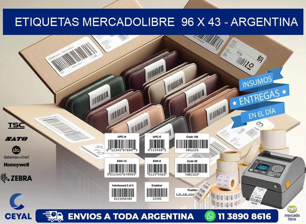 ETIQUETAS MERCADOLIBRE  96 x 43 - ARGENTINA