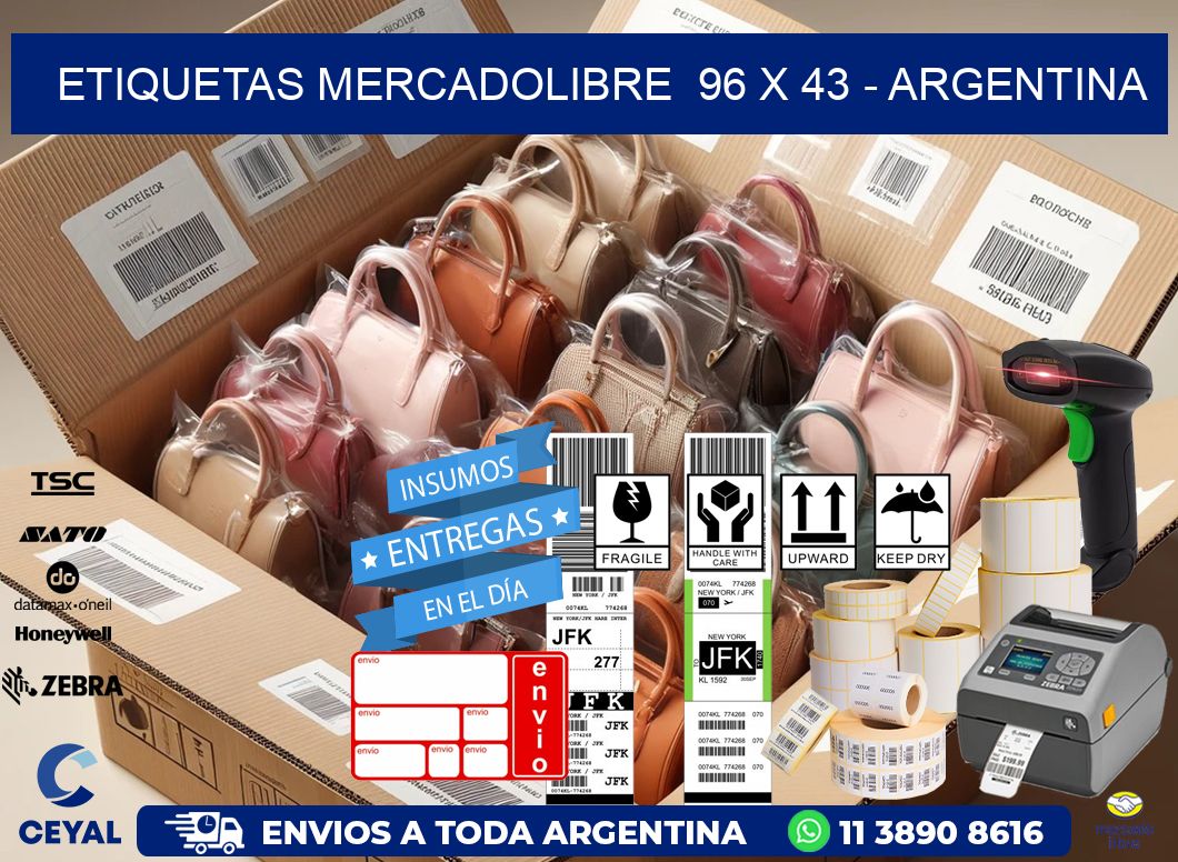 ETIQUETAS MERCADOLIBRE  96 x 43 - ARGENTINA