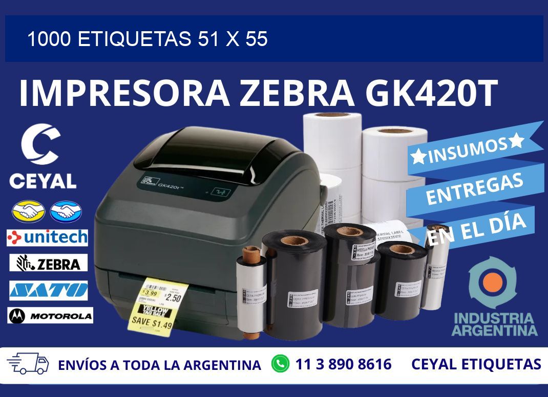 1000 ETIQUETAS 51 x 55