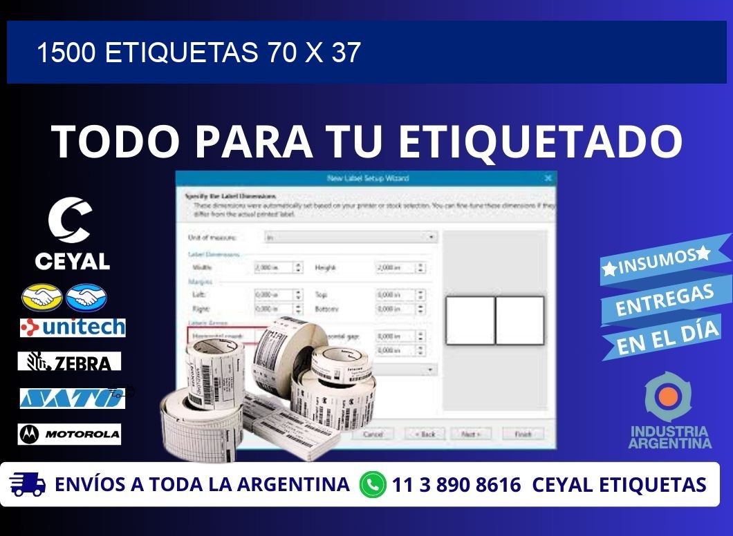1500 ETIQUETAS 70 x 37