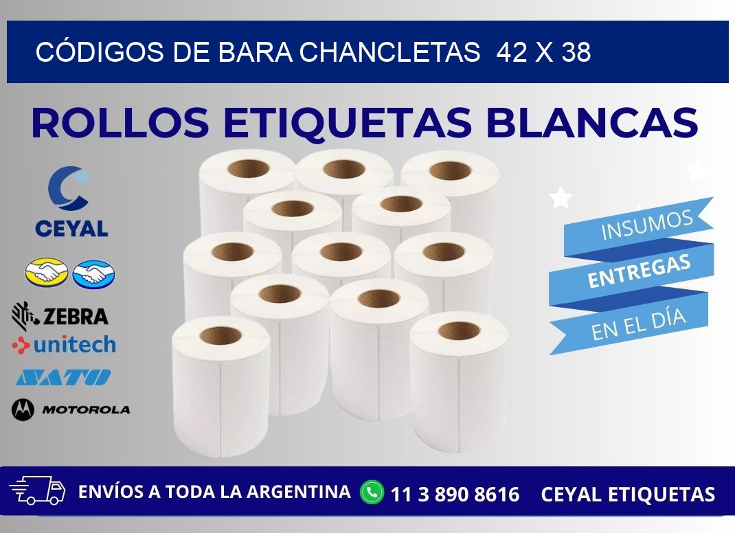 CÓDIGOS DE BARA CHANCLETAS  42 x 38