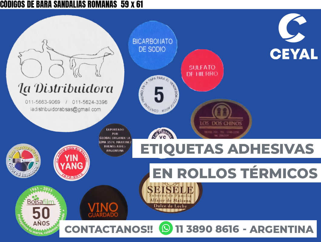 CÓDIGOS DE BARA SANDALIAS ROMANAS  59 x 61