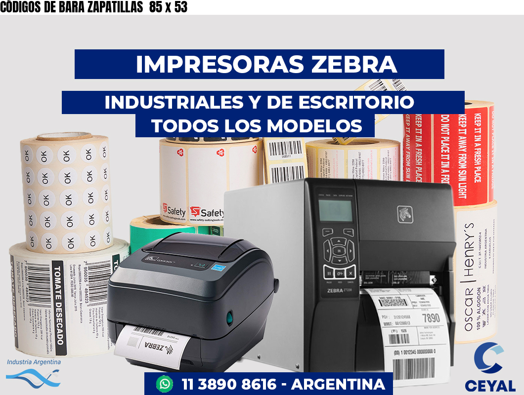 CÓDIGOS DE BARA ZAPATILLAS  85 x 53