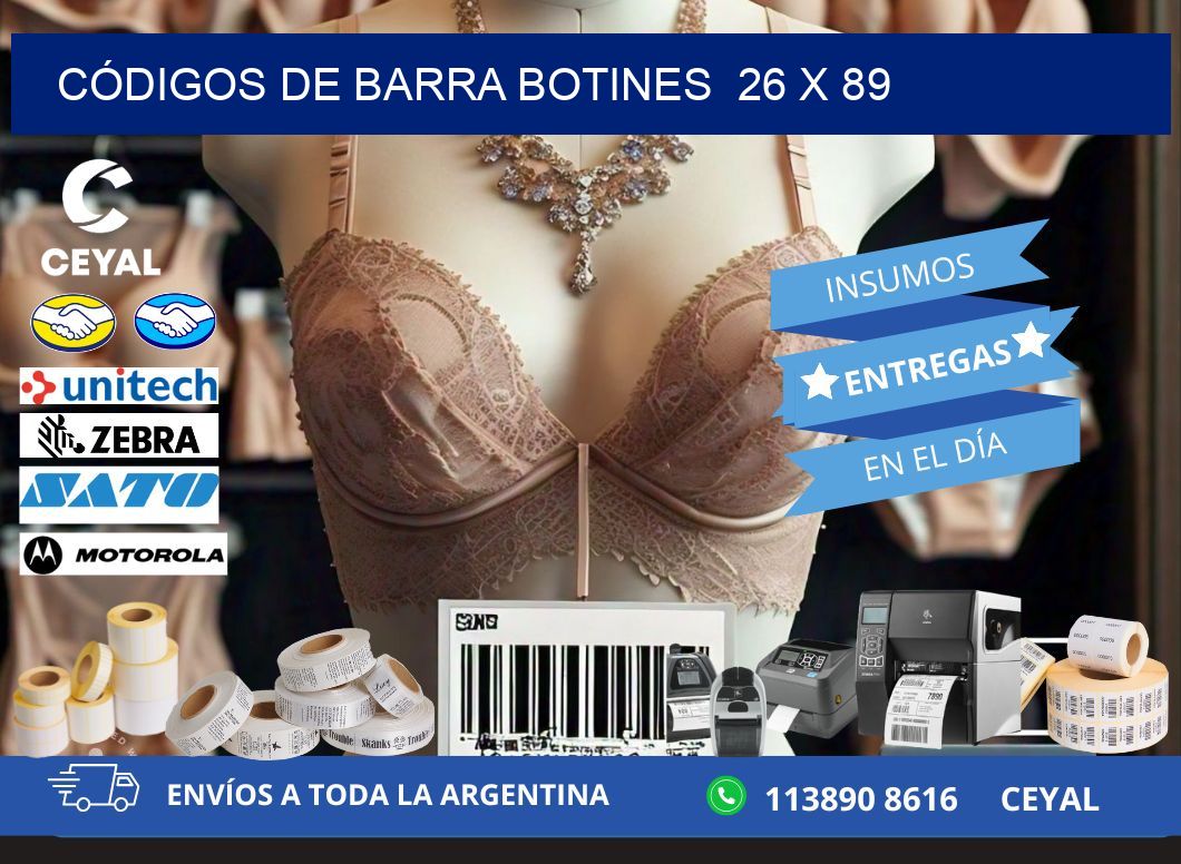 CÓDIGOS DE BARRA BOTINES  26 x 89