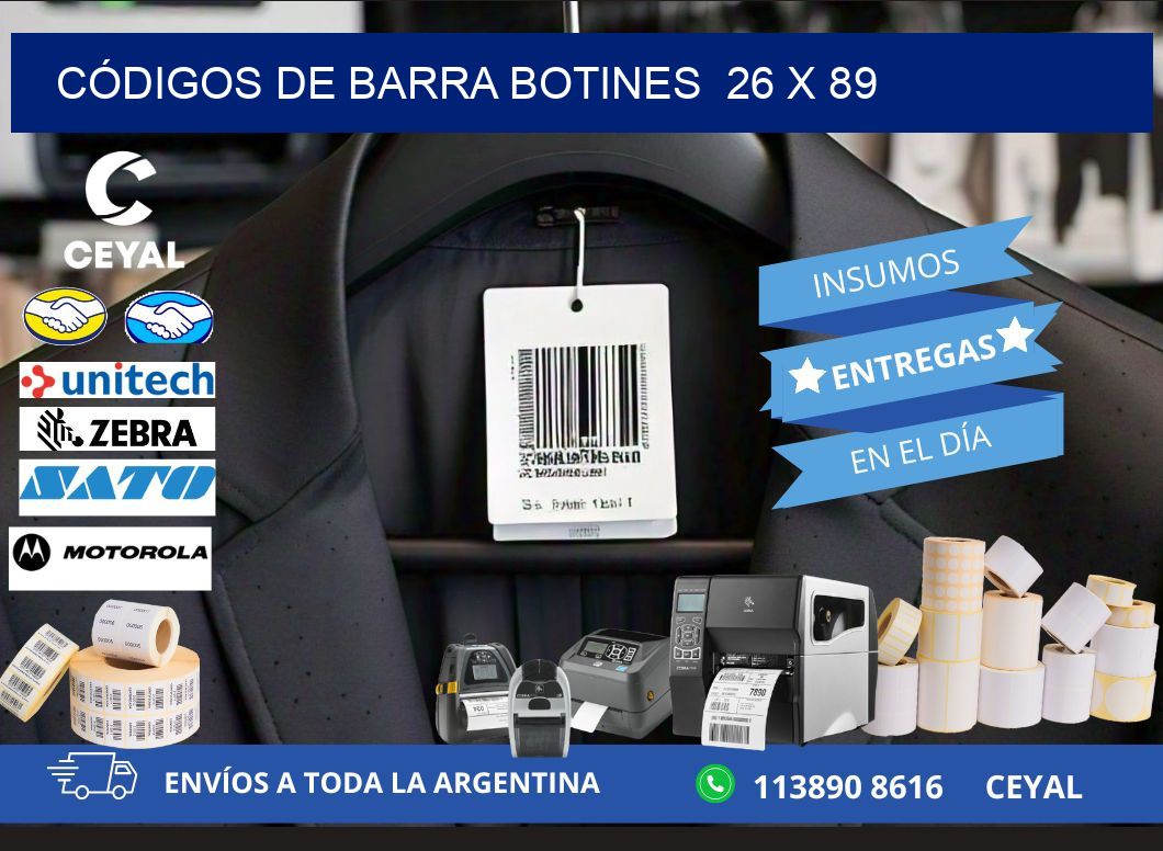 CÓDIGOS DE BARRA BOTINES  26 x 89