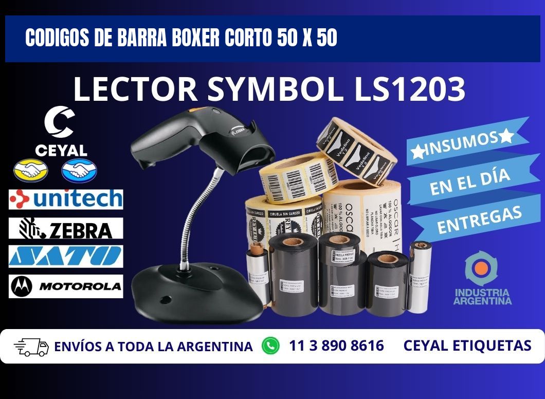 CODIGOS DE BARRA BOXER CORTO 50 x 50