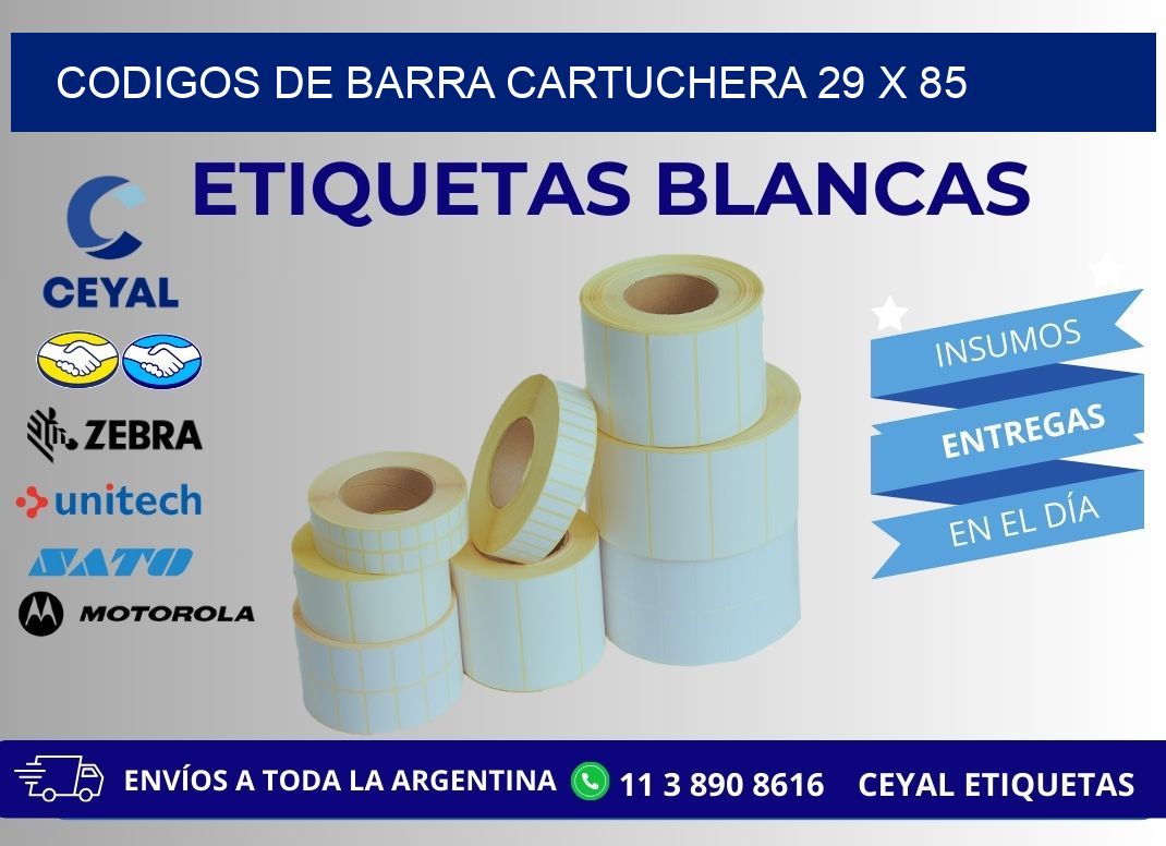 CODIGOS DE BARRA CARTUCHERA 29 x 85
