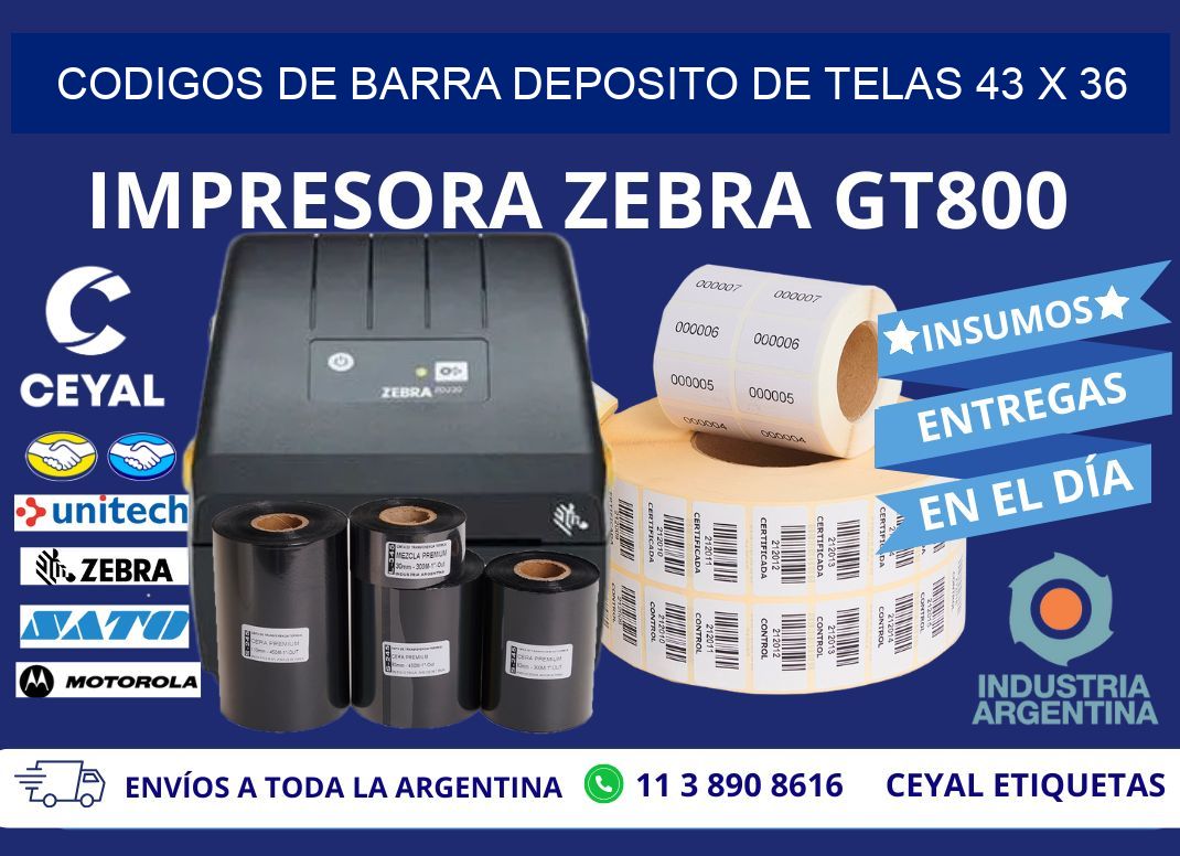 CODIGOS DE BARRA DEPOSITO DE TELAS 43 x 36