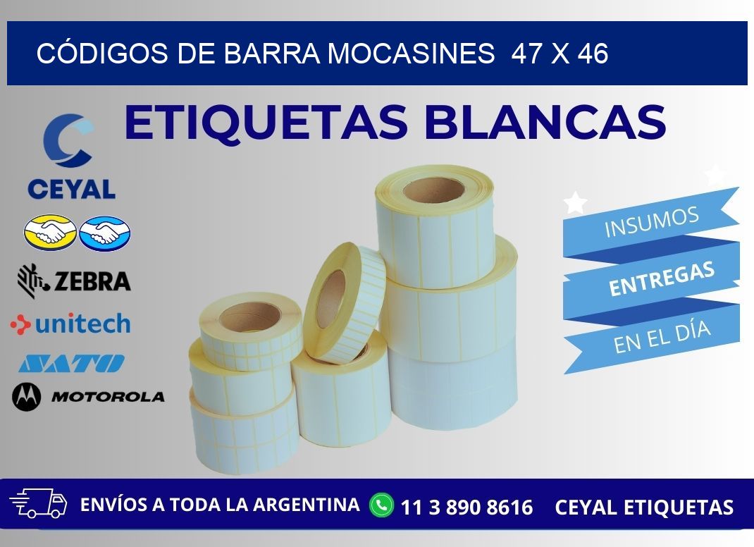 CÓDIGOS DE BARRA MOCASINES  47 x 46