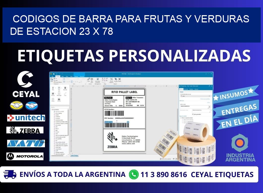CODIGOS DE BARRA PARA FRUTAS Y VERDURAS DE ESTACION 23 x 78