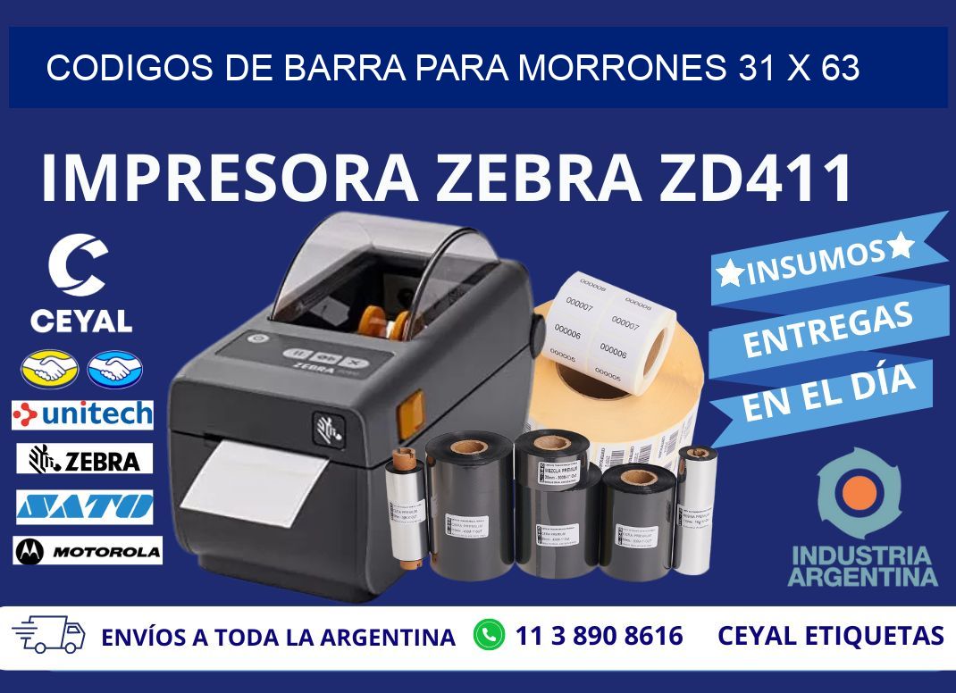 CODIGOS DE BARRA PARA MORRONES 31 x 63