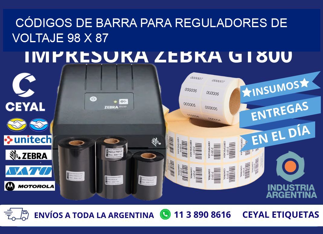 CÓDIGOS DE BARRA PARA REGULADORES DE VOLTAJE 98 x 87