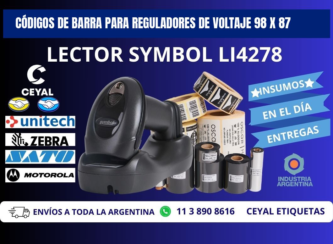 CÓDIGOS DE BARRA PARA REGULADORES DE VOLTAJE 98 x 87