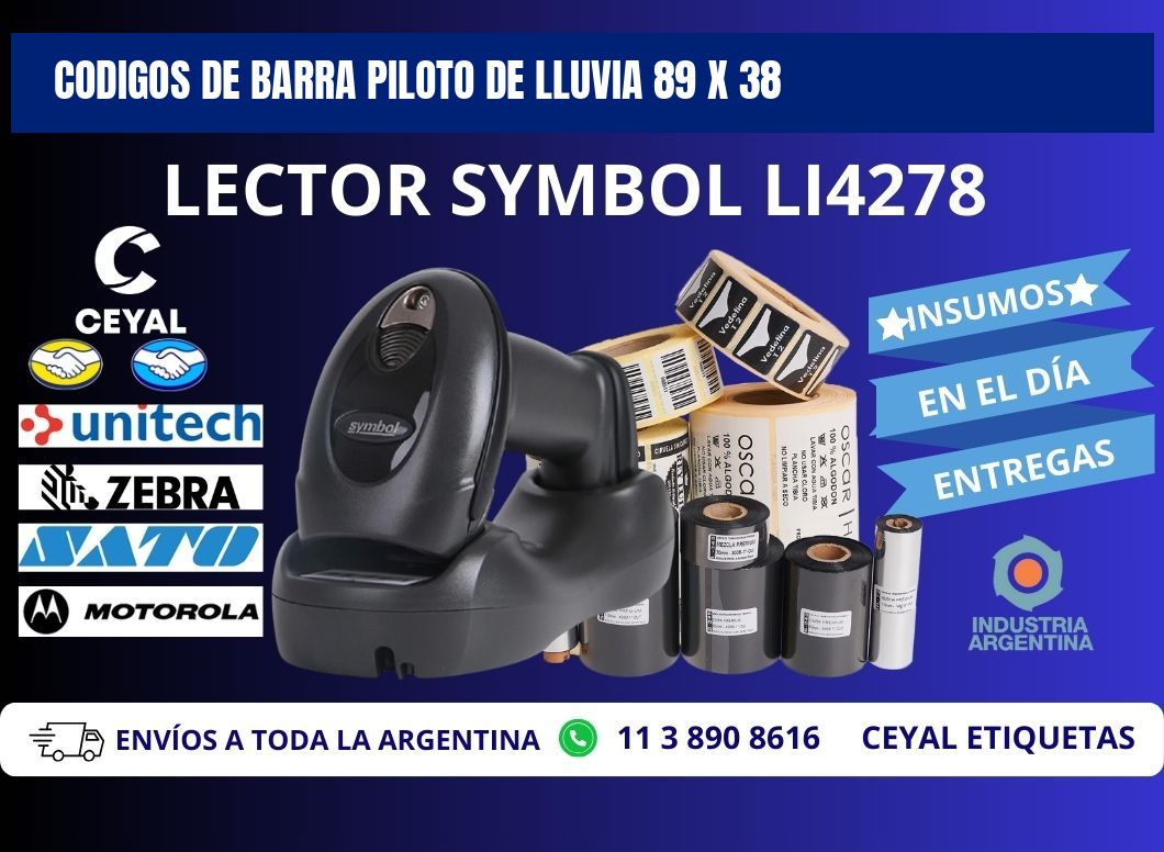 CODIGOS DE BARRA PILOTO DE LLUVIA 89 x 38