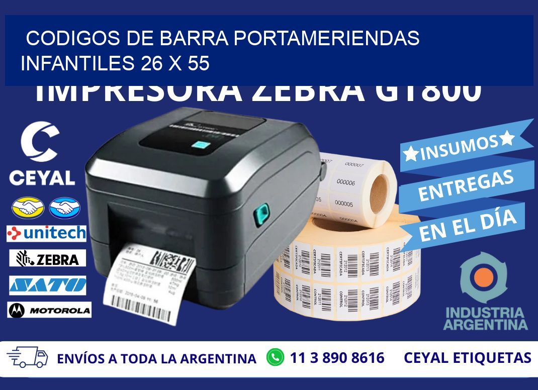 CODIGOS DE BARRA PORTAMERIENDAS INFANTILES 26 x 55