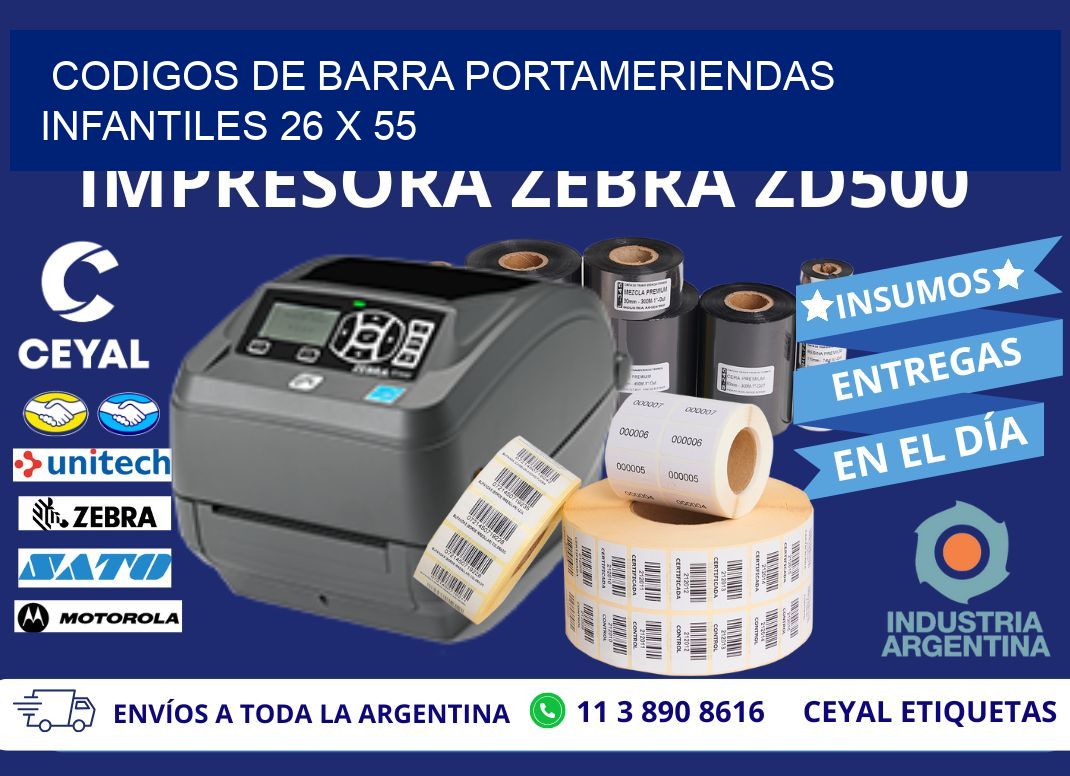 CODIGOS DE BARRA PORTAMERIENDAS INFANTILES 26 x 55