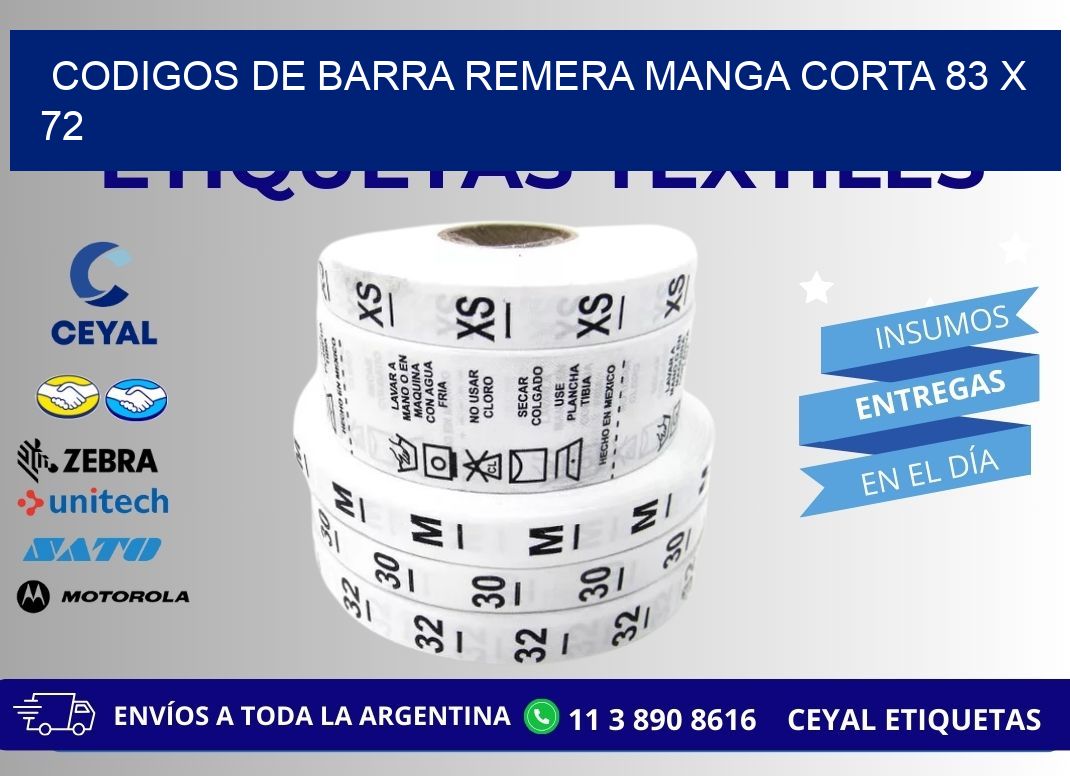 CODIGOS DE BARRA REMERA MANGA CORTA 83 x 72