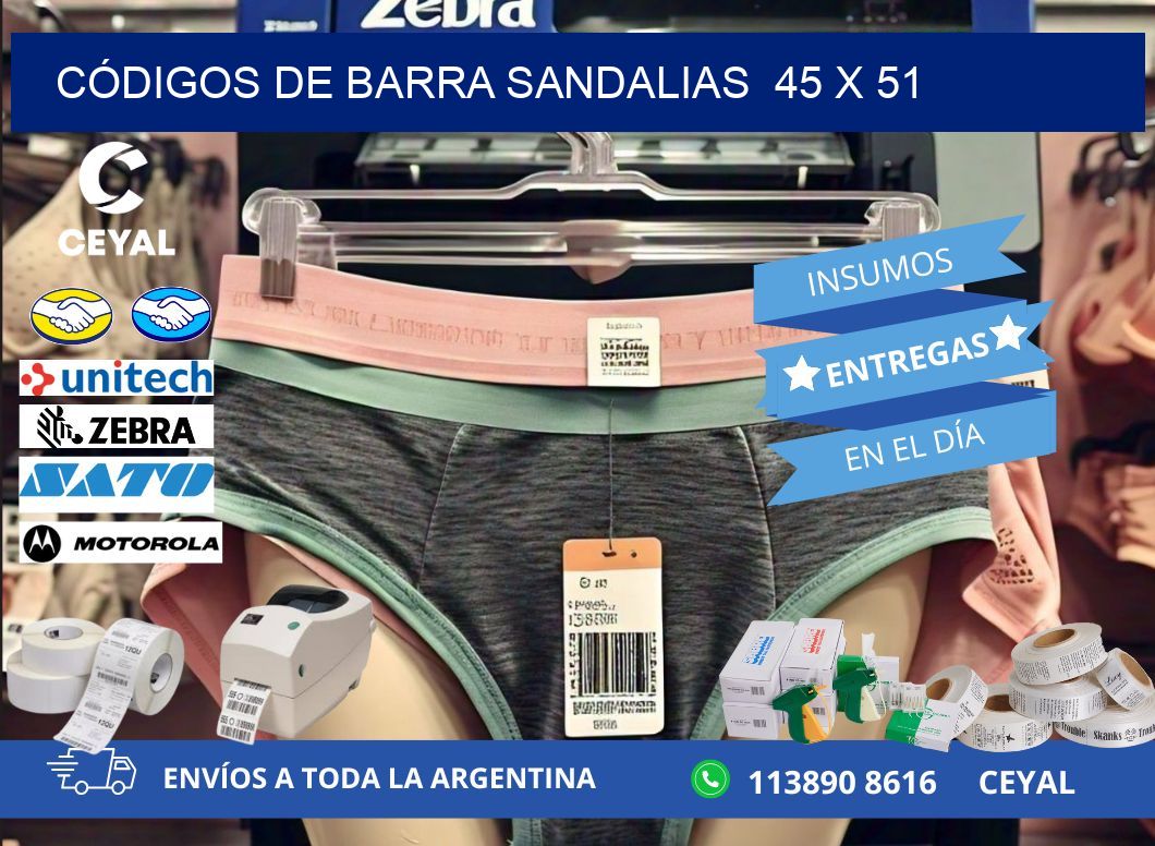 CÓDIGOS DE BARRA SANDALIAS  45 x 51